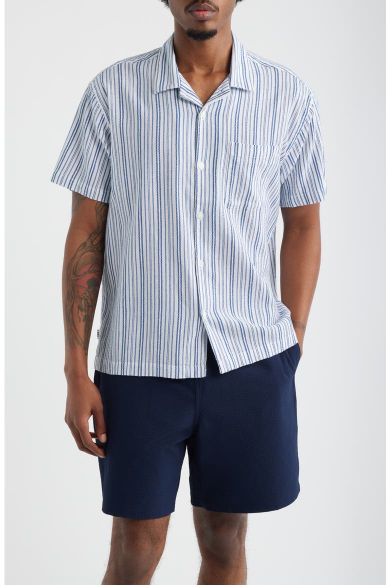 Evans Stripe Camp Shirt, Main, color, BLUE/ WHITE MULTI