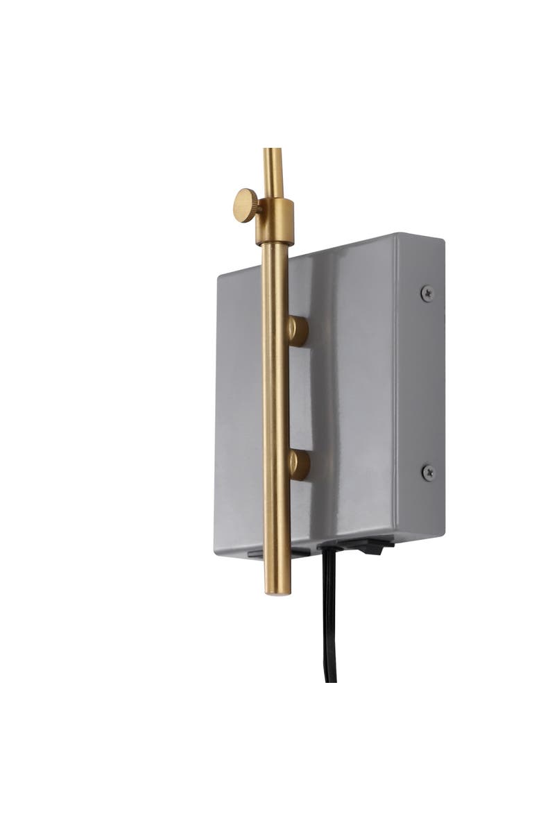 JONATHAN Y Max Swing Arm 1-Light Modern Midcentury Iron USB Charging Port LED Sconce, Alternate, color, Gray