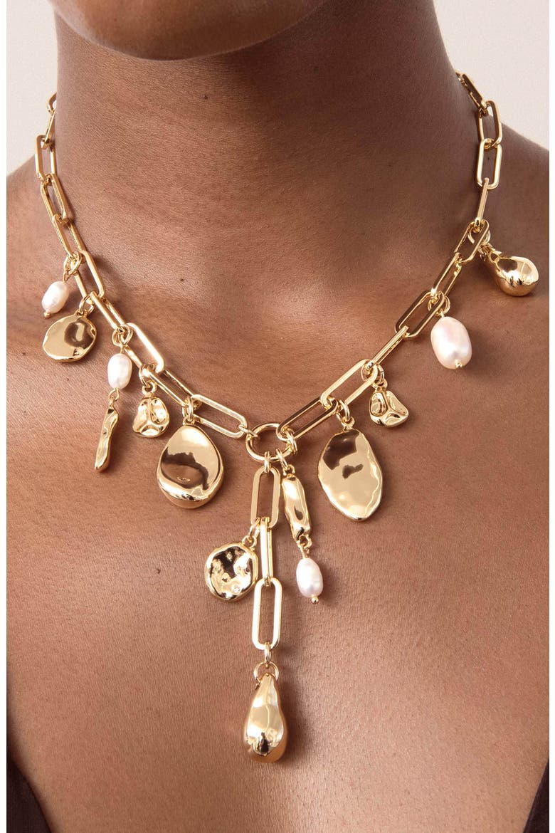 Liquid Metal Charm Y-Necklace, Alternate, color, GOLD