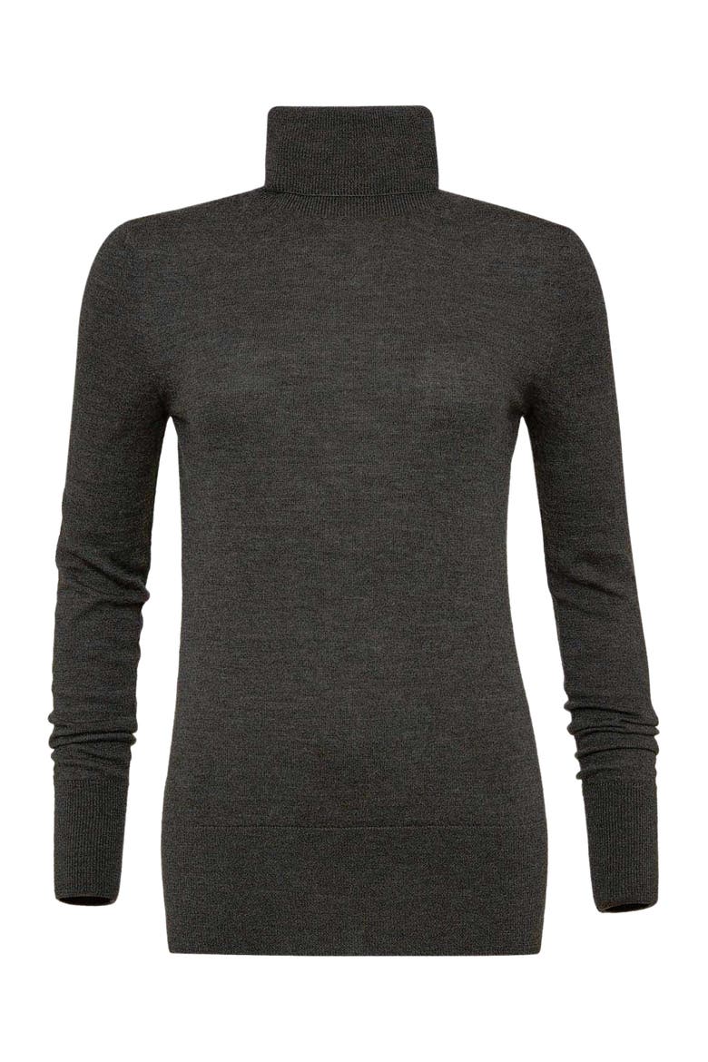 Merino Roll Neck Fitted Sweater, Alternate, color, CHARCOAL