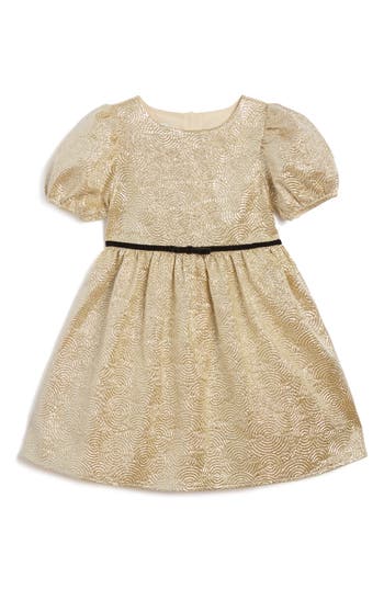 Pippa & Julie Kids' Jacquard Party Dress In Gold