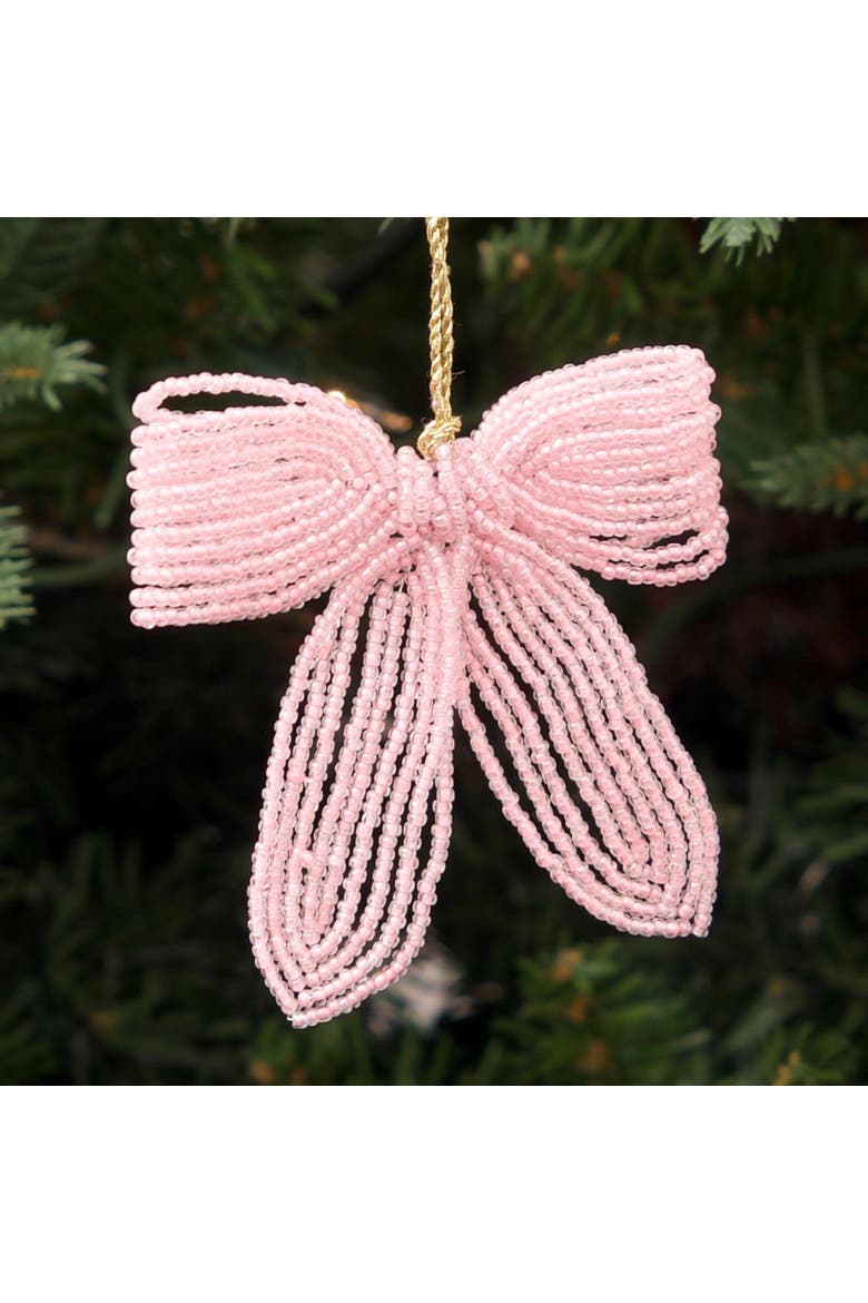 Ribbon Beaded Pink Christmas Tree Ornament, Alternate, color, Pink