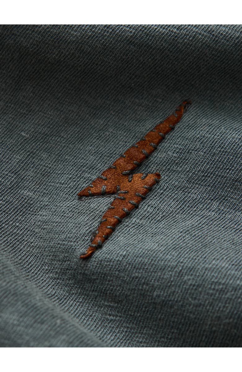 John Varvatos Embroidered Raw Edge Notch Neck Organic Cotton T-Shirt, Alternate, color, Dried Sage