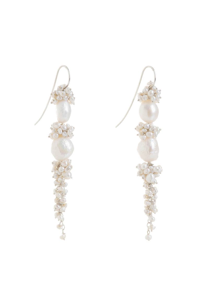 Baroque Pearl Long Drops, Alternate, color, Ivory