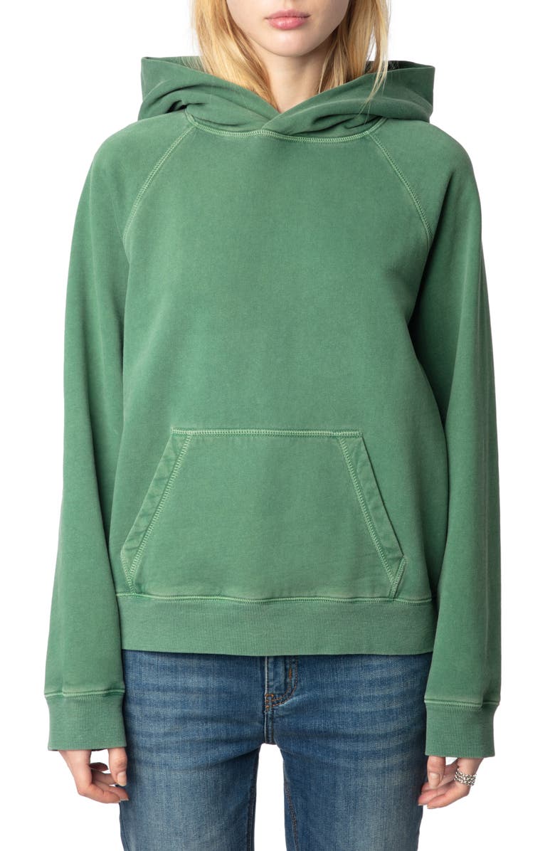 Zadig & Voltaire Georgy Beaded Back Graphic Cotton Fleece Hoodie, Main, color, 