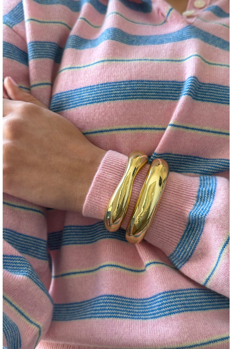 Set of 2 Sandra Bangle Bracelets, Alternate, color, GOLD
