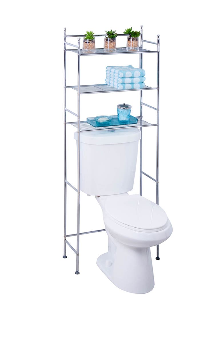 HONEY-CAN-DO Chrome 3-Tier Over the Toilet Space Saver, Main, color, 