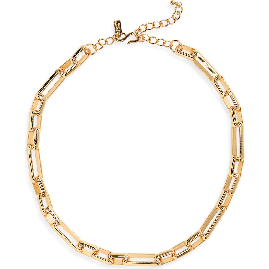 Kenneth Jay Lane Rectangle Link Chain Necklace In Gold