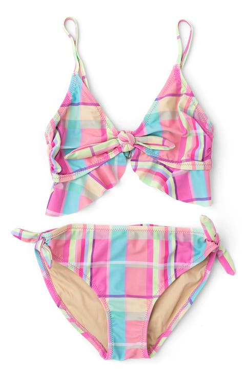 Kids' Ruffle Summer Plaid UPF 50+ 2-Piece Bikini (Big Kid)