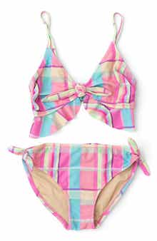 Shade Critters Kids' Ruffle Summer Plaid UPF 50+ 2-Piece Bikini