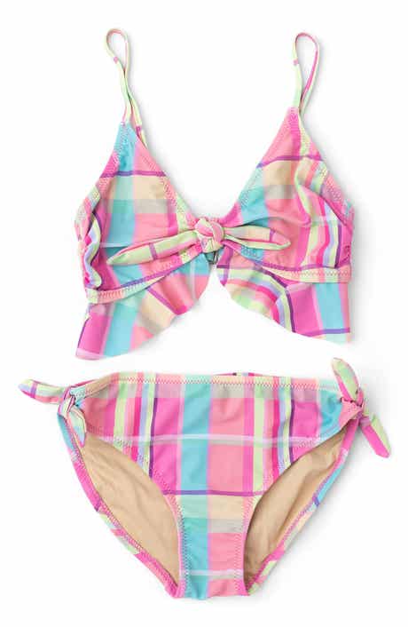 Shade Critters Kids' Ruffle Summer Plaid UPF 50+ 2-Piece Bikini