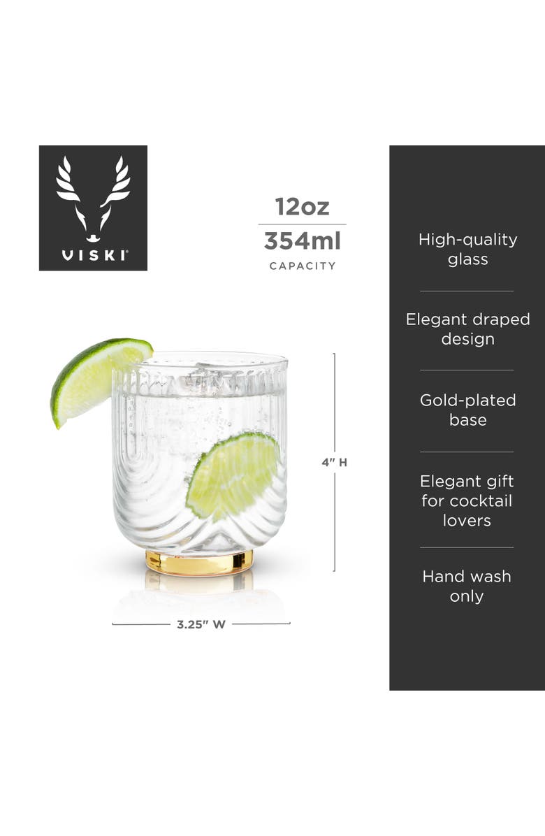 Viski Deco Gatsby Tumblers Set of 2, Alternate, color, Clear