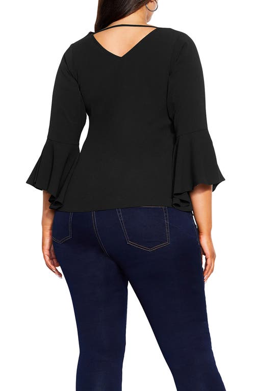 City Chic Bell Sleeve Top In Black