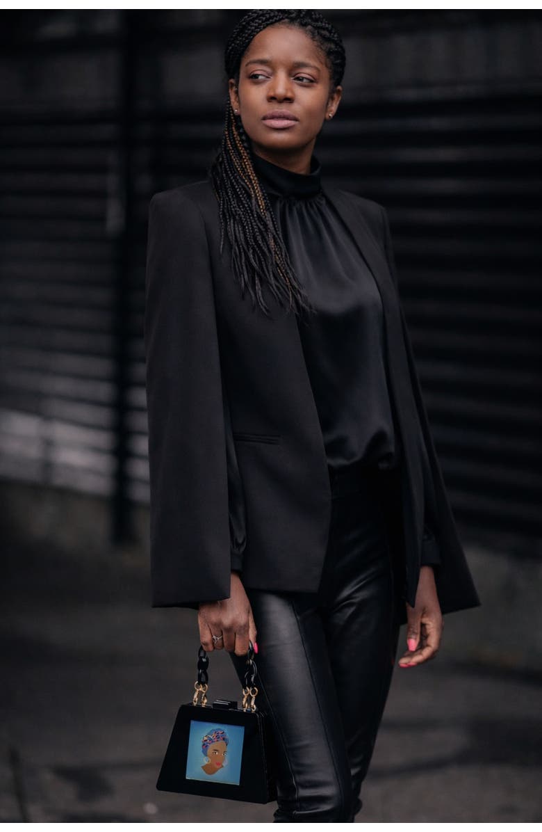 LarAllan Molly Acrylic Cocktail Clutch, Alternate, color, Black