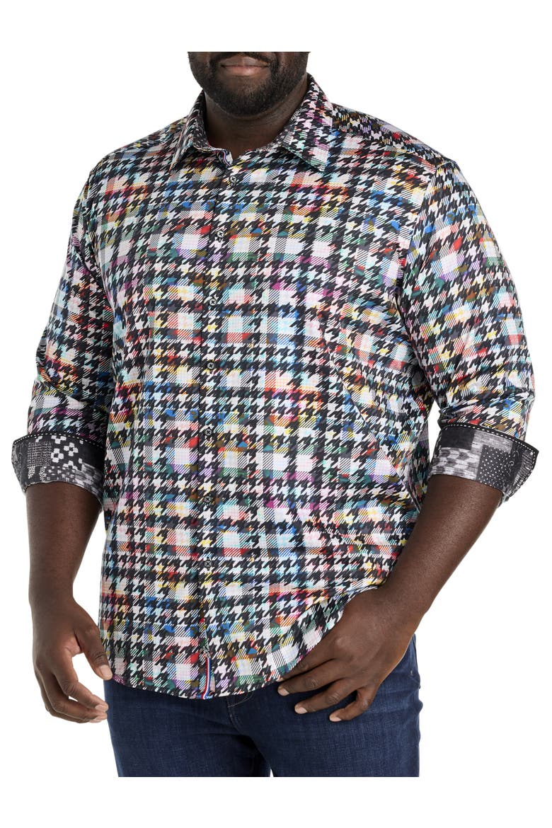 Big & Tall Algiers Houndstooth Sport Shirt, Main, color, MULTI