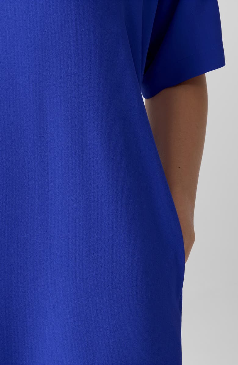 Eileen Fisher V-Neck Silk Midi Shift Dress, Alternate, color, Royal