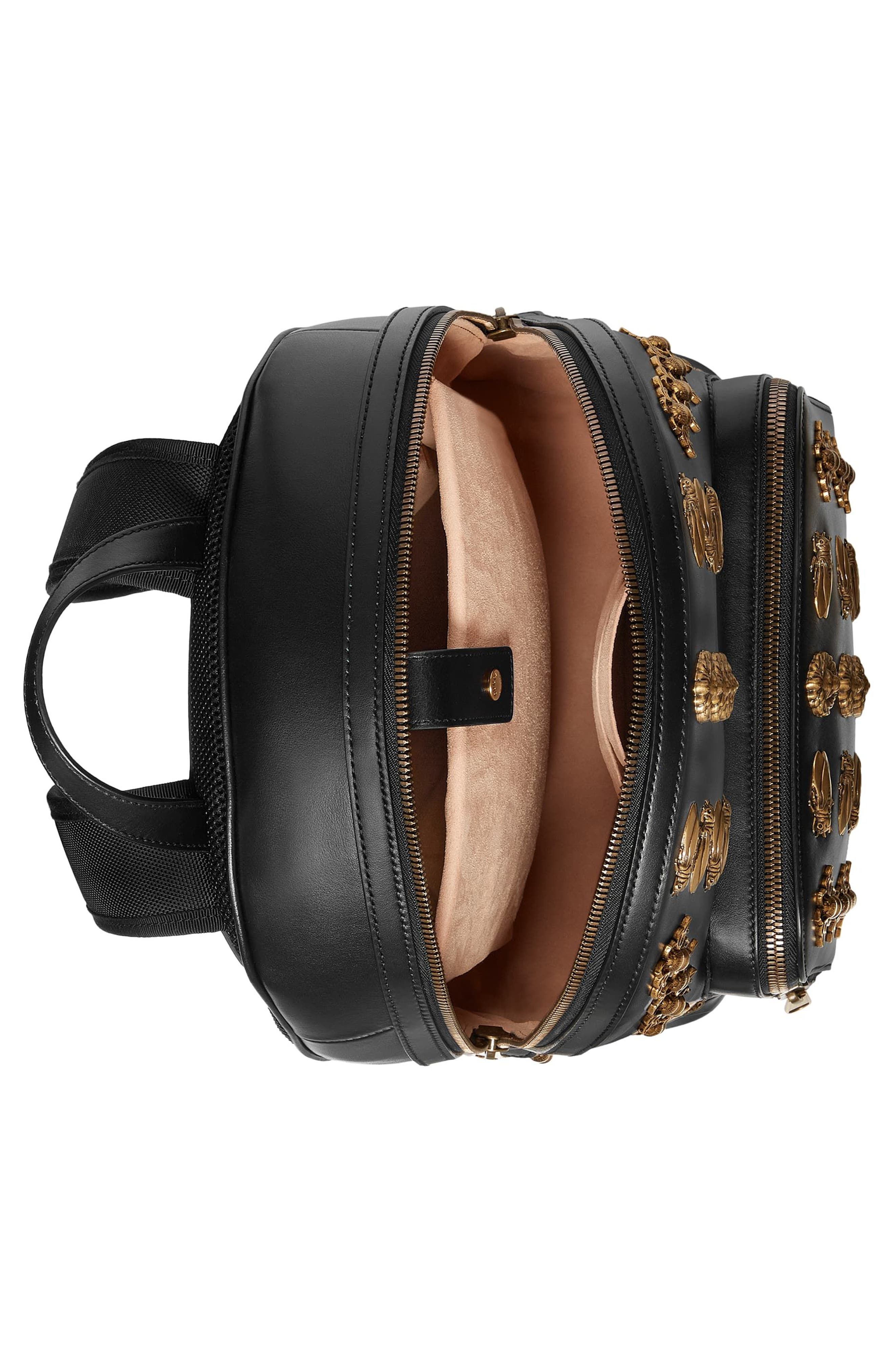 Gucci Animal Studs Leather Backpack, Alternate, color, 