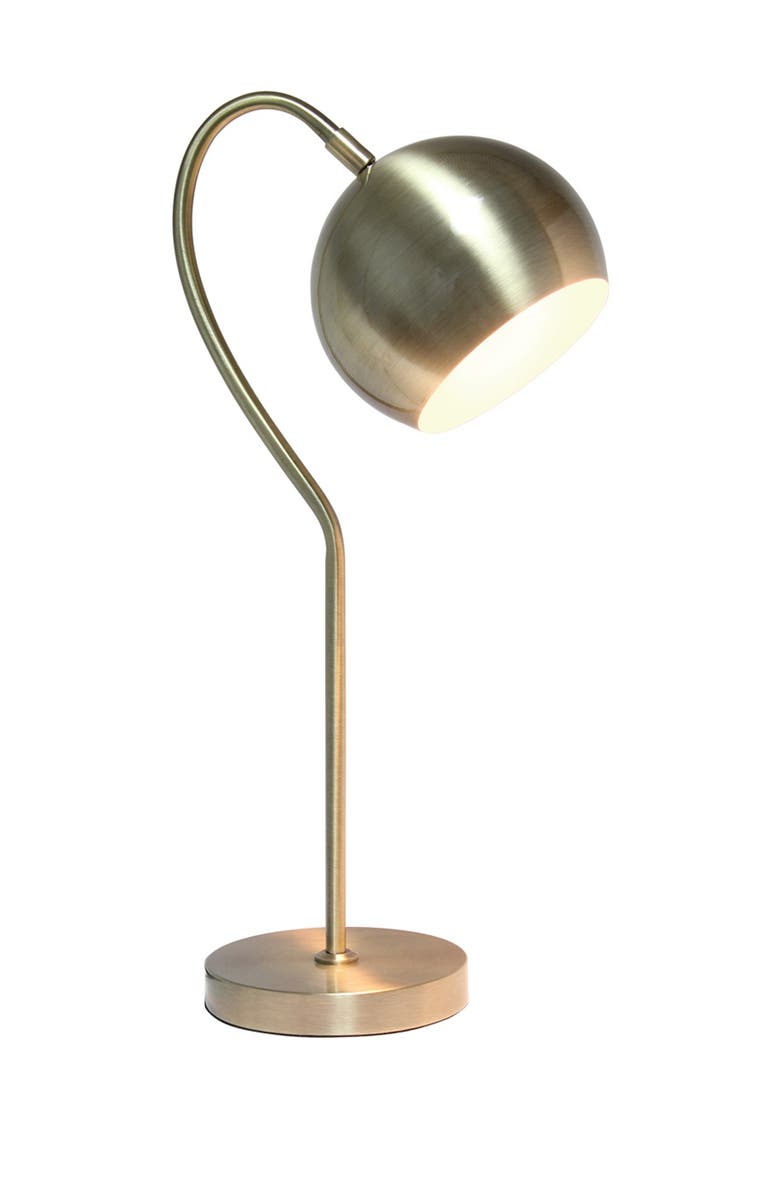 LALIA HOME Mid Century Curved Table Lamp with Dome Shade - Antique Brass, Alternate, color, 