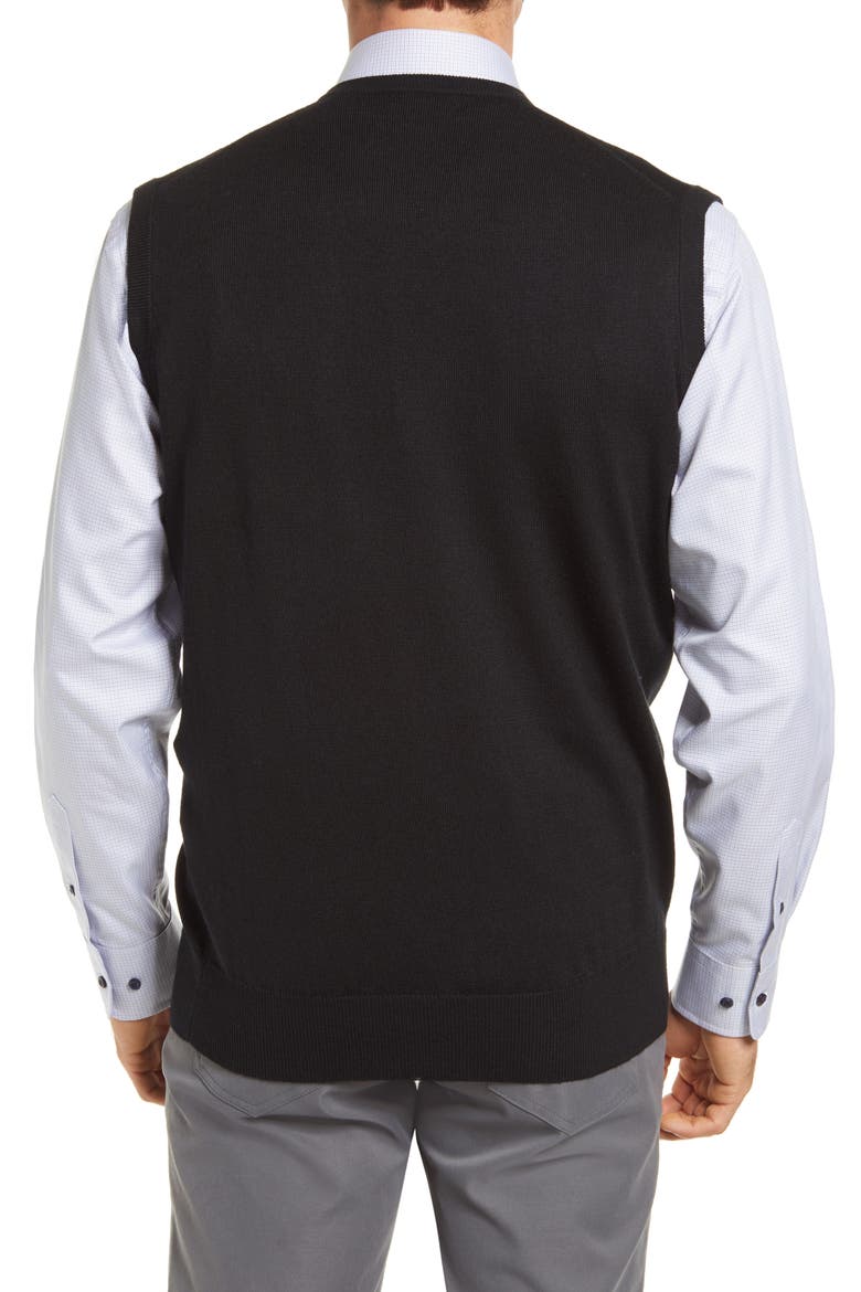 Crown Soft Merino Wool & Silk Sweater Vest, Alternate, color, BLACK