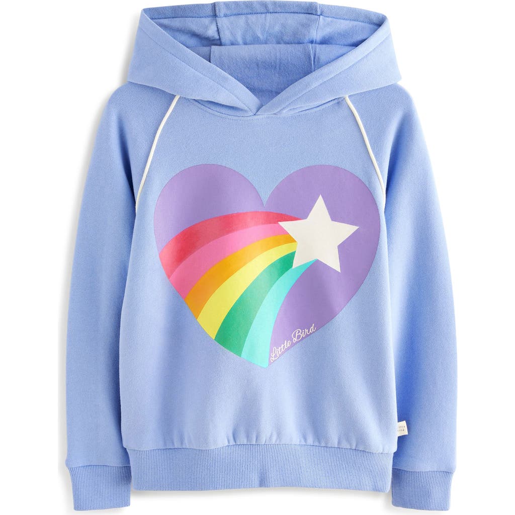 Shop Little Bird Kids' Heart Cotton Graphic Hoodie In Purple