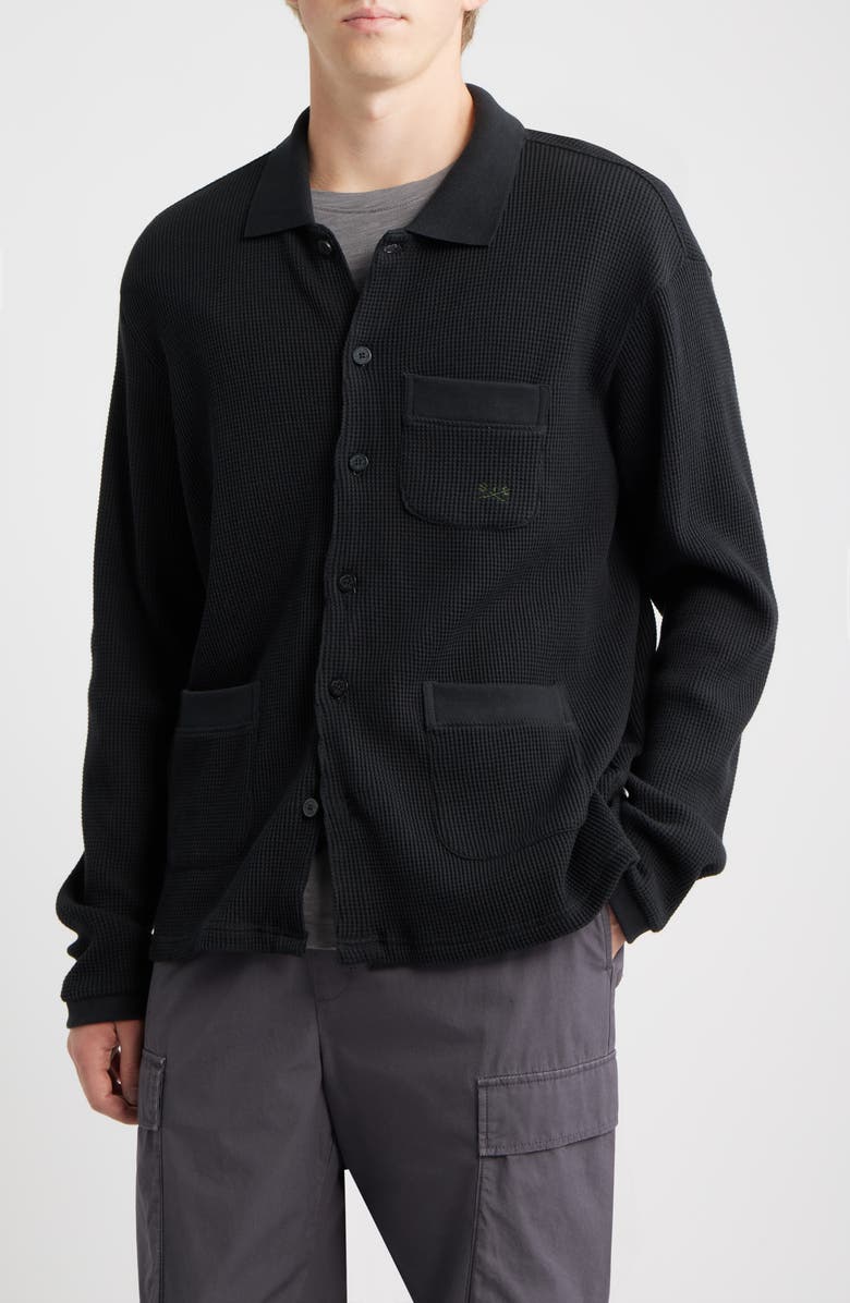 DARK SEAS Delano Cotton Thermal Button-Up Shirt, Alternate, color, Black