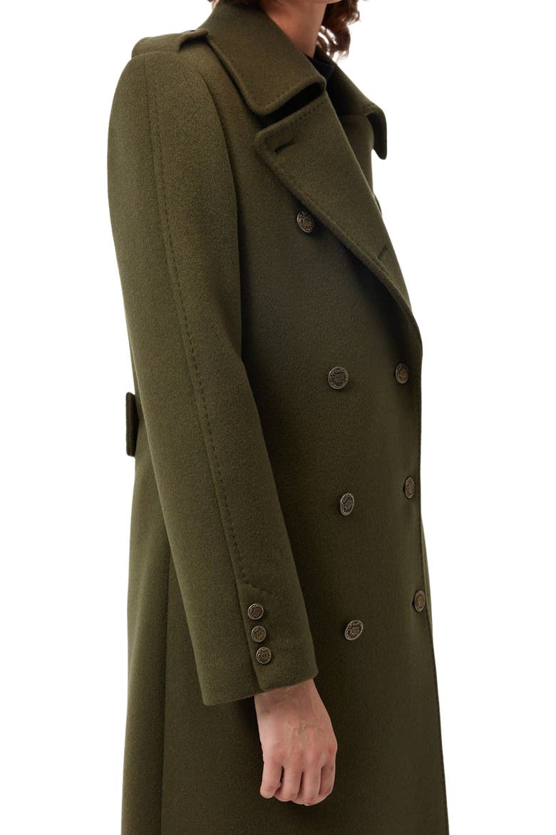 Double-Breasted Cashmere Coat, Alternate, color, avocado