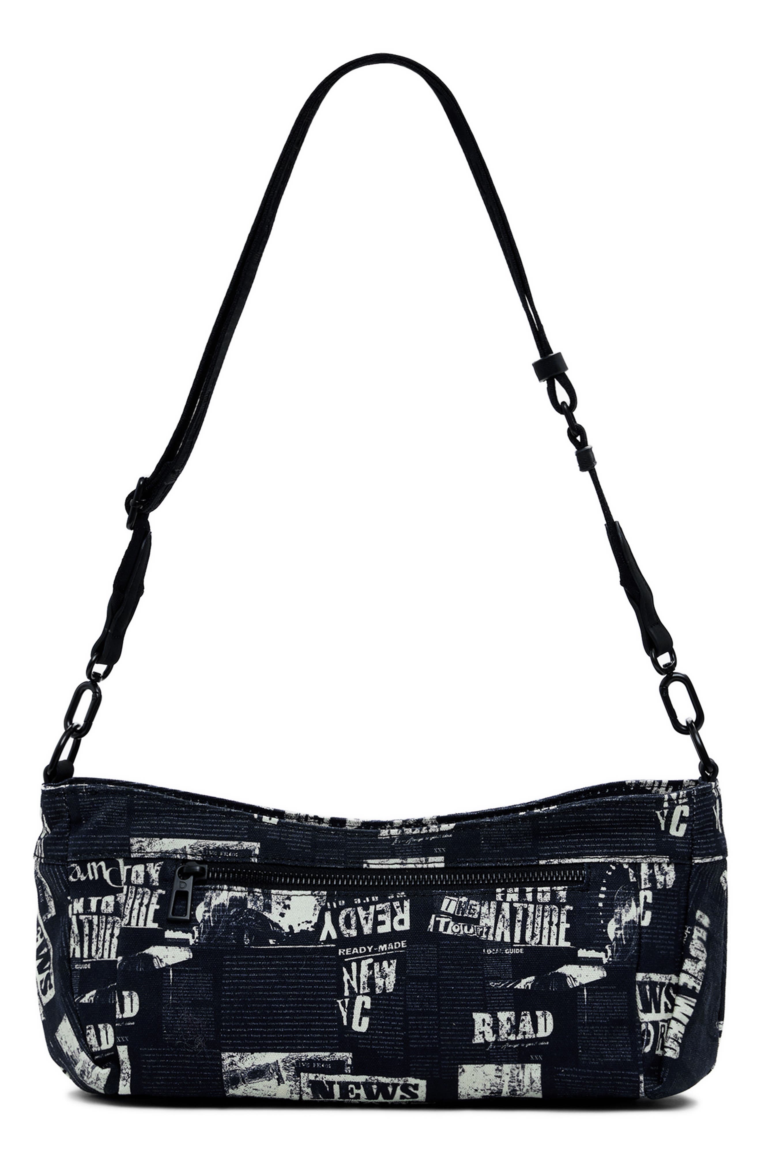 Desigual Cotton Canvas Shoulder Bag, Alternate, color, Black
