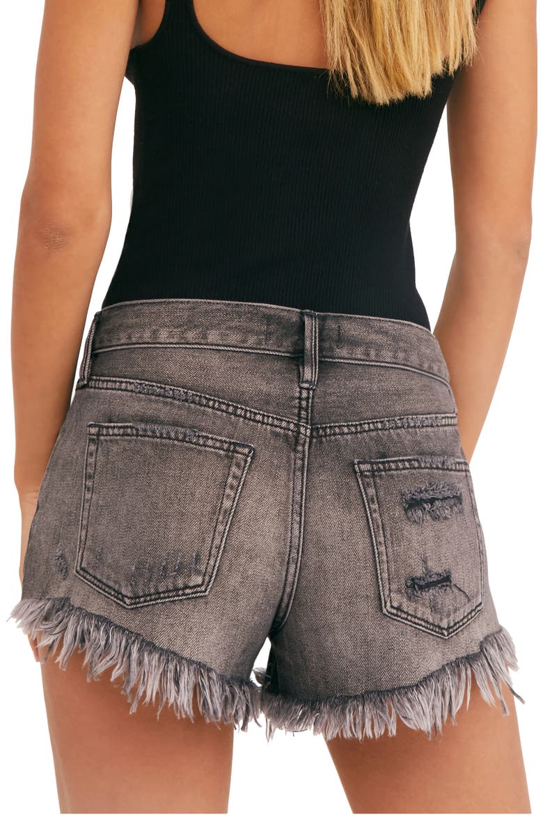 Loving Good Vibrations Fray Hem Denim Shorts, Alternate, color, SULPHUR BLACK