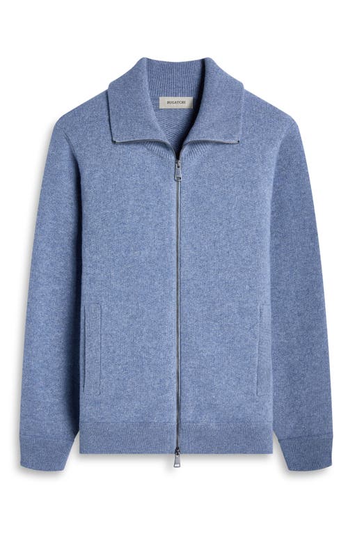 Bugatchi Wool Blend Zip Cardigan In Blue