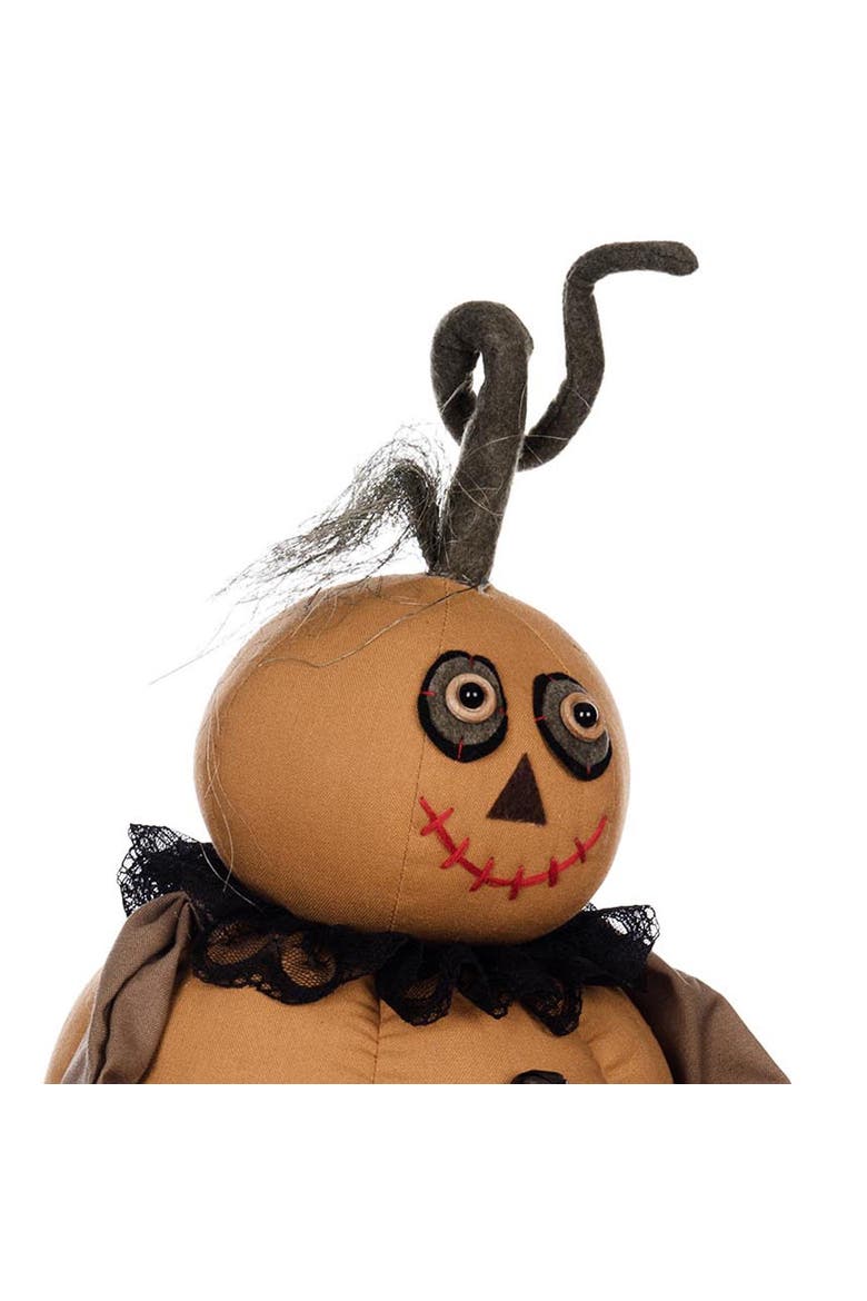 Jack-O-Lantern Halloween Vintage Folk Art Figurine 8.25", Alternate, color, Orange