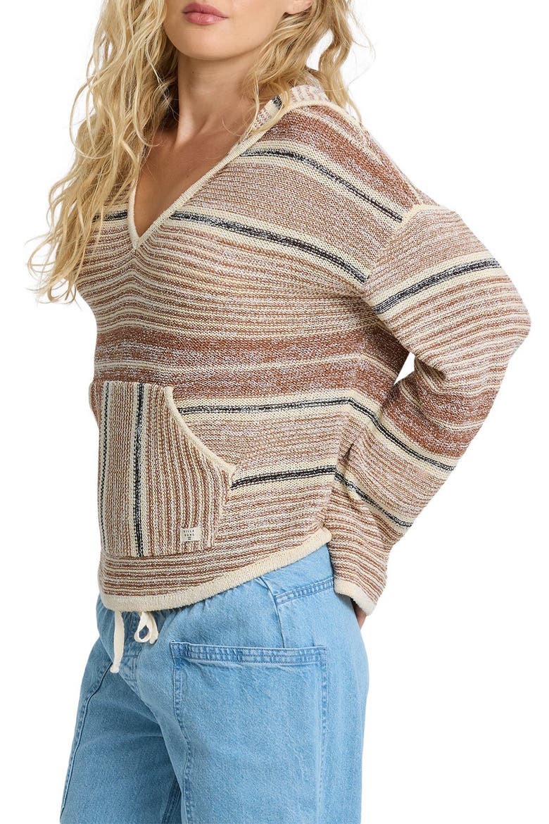 Baja Beach Stripe Cotton Blend Hoodie, Alternate, color, WHITE / BROWN