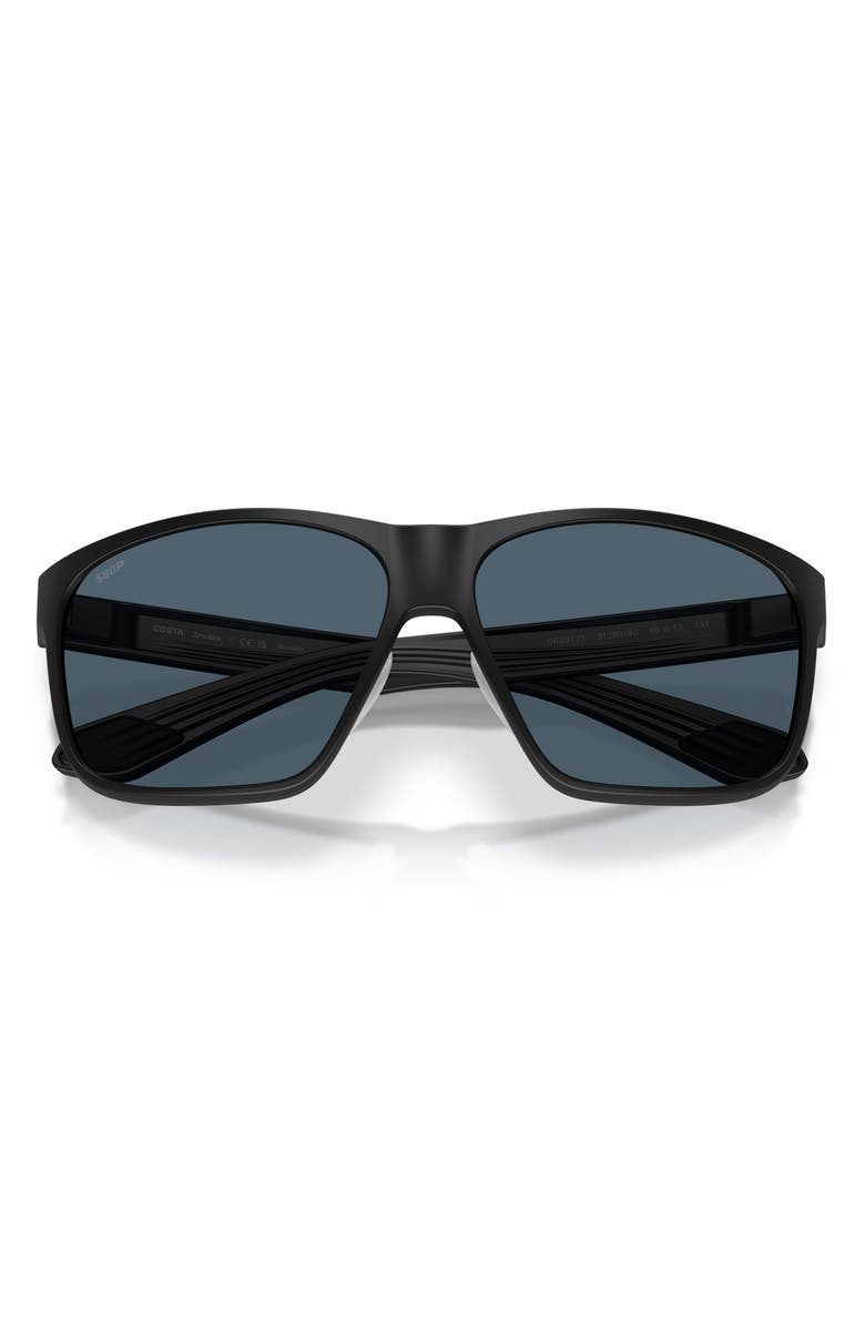 Costa Del Mar Trades 60mm Polarized Square Sunglasses, Alternate, color, Matte Black / Gray 580P