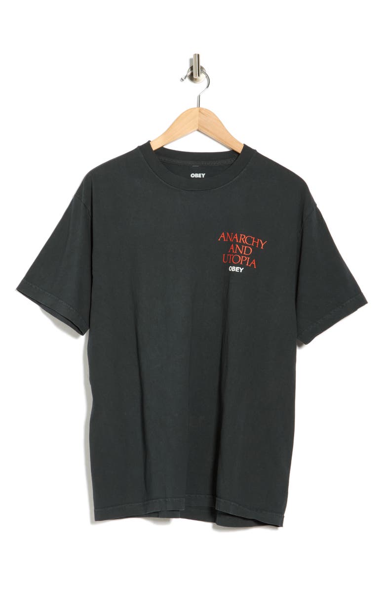 Obey Anarchy & Utopia Graphic T-Shirt, Alternate, color, Pigment True Vintage Black