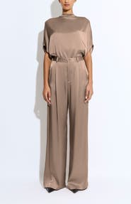 LAPOINTE Satin Relaxed Pleated Pant