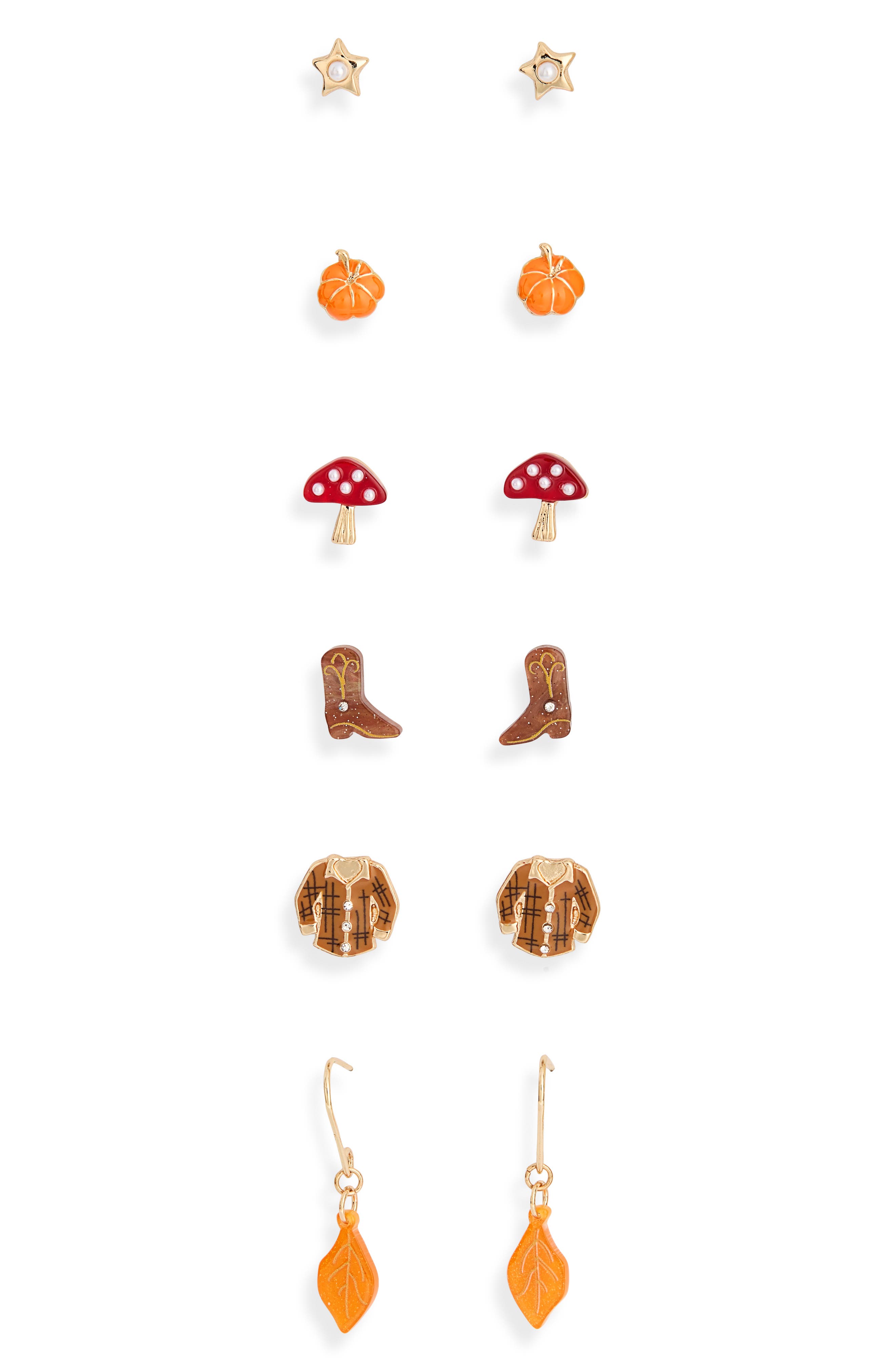 Set of 6 Harvest Stud & Drop Earrings