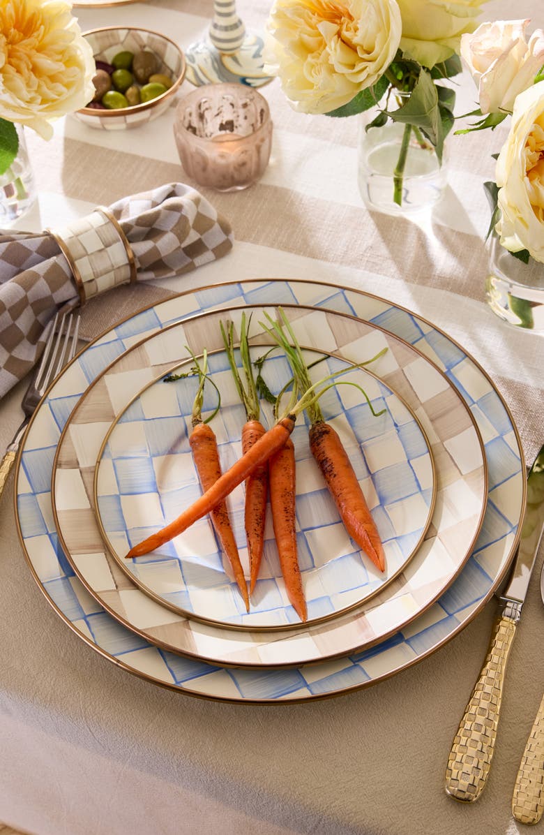 MACKENZIE CHILDS Sky Check Enameled Steel Charger Plate, Alternate, color, Sky Check