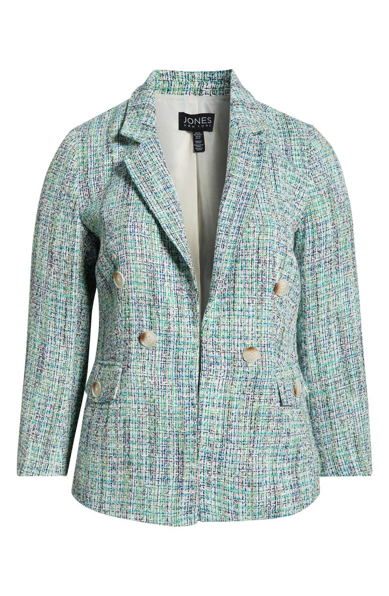 Jones New York Faux Double Breasted Tweed Jacket, Main, color, Kelly Multi