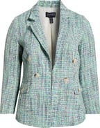 Jones New York Faux Double Breasted Tweed Jacket