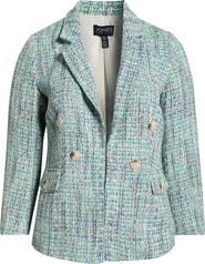 Jones New York Faux Double Breasted Tweed Jacket