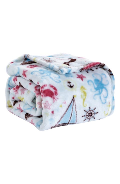 Sea Life Coral Reef Plush Throw Blanket