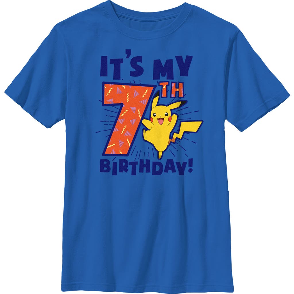 Pokémon Boy's Pokemon It's My 7th Birthday Pikachu Graphic T-shirt In Blue