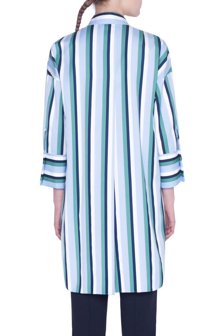 Patchwork Stripe Tunic Blouse, Alternate, color, CREAM/ SKY BLUE/ SPRUCE