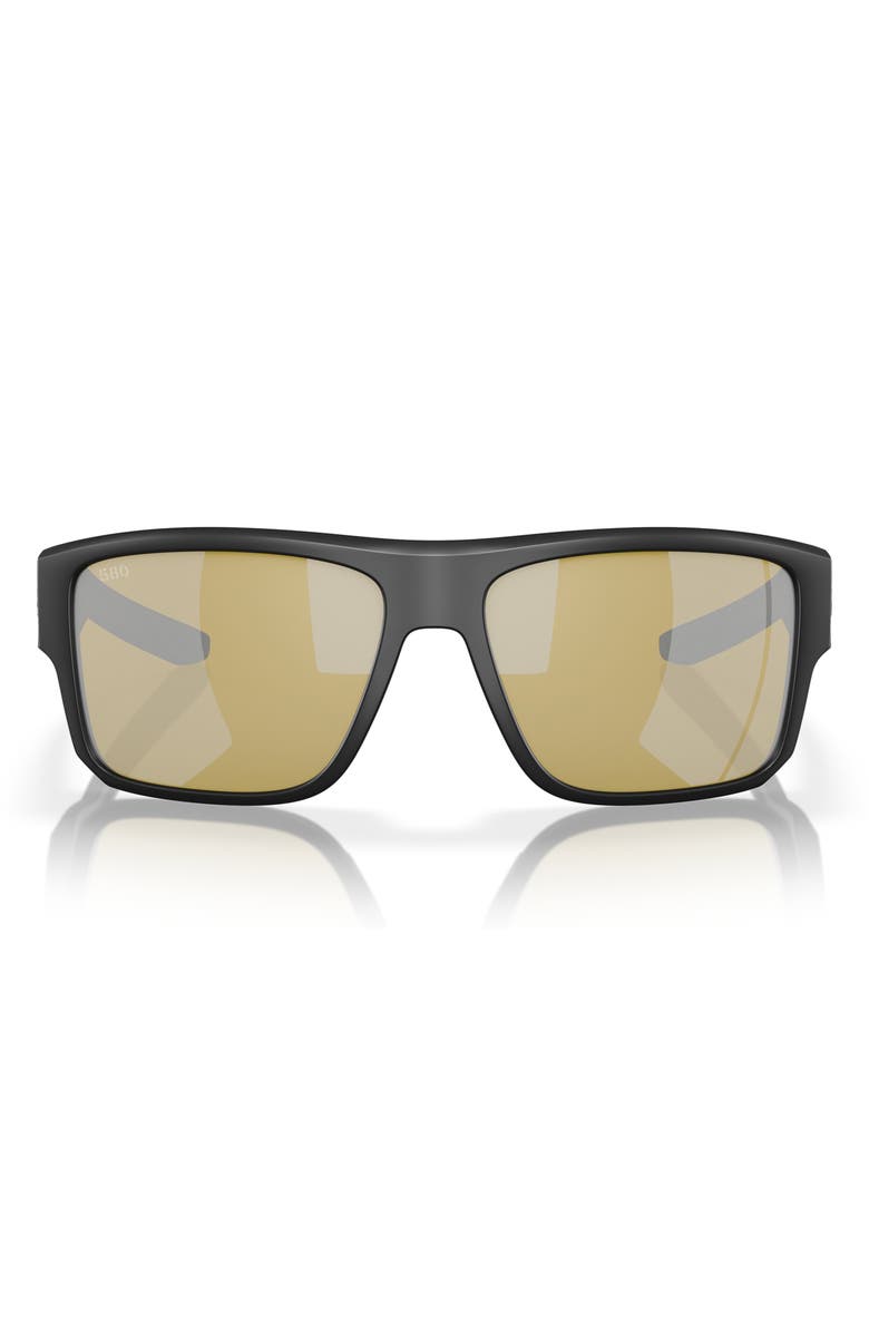 Costa Del Mar Taxman 59mm Polarized Square Sunglasses, Main, color, Black/ Sunrise Silver