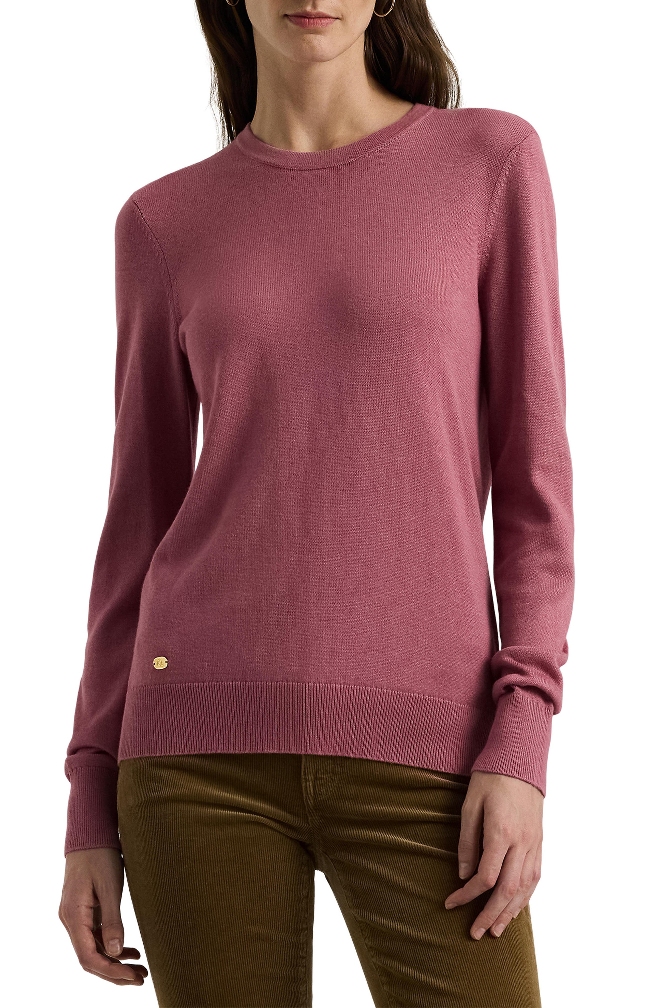 Lauren Ralph Lauren Cotton Blend Sweater in Rose Blush 