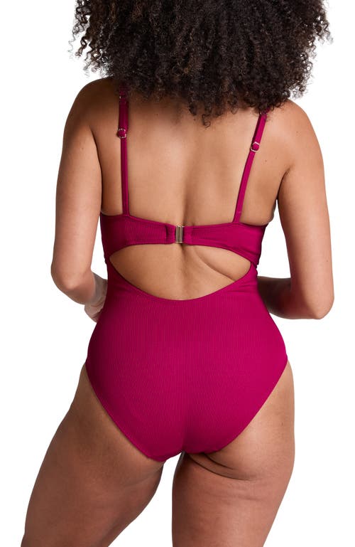 Hunkemoller Hunkemöller Crinkle Ring Bathingsuit In Burgundy