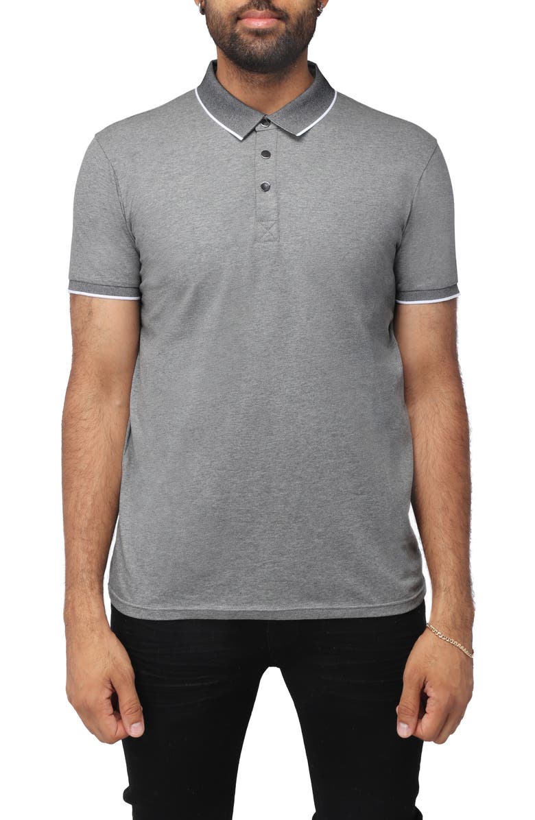 XRAY Pipe Trim Knit Polo, Main, color, Heather Charcoal