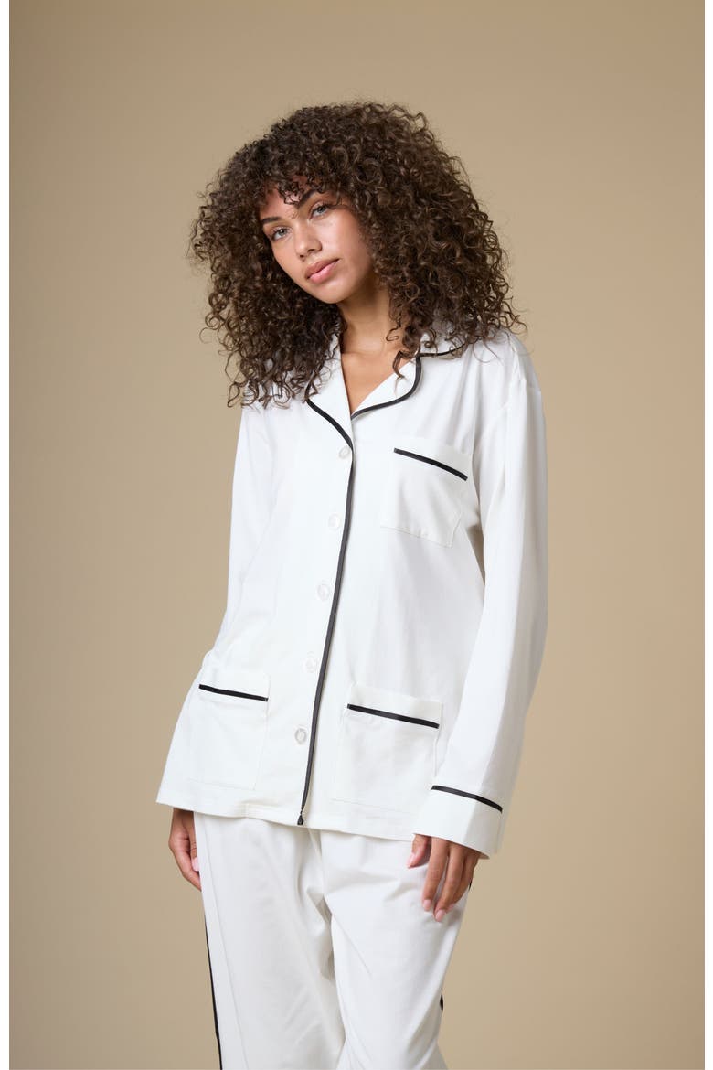 Luxe Stretch Cotton Pajama Set, Alternate, color, Pearl