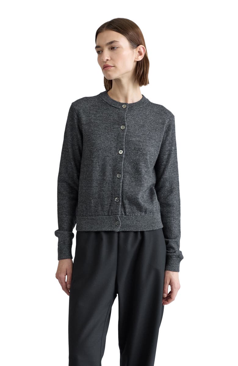 Almina Concept Classic Crew Wool Cardigan, Alternate, color, Charcoal