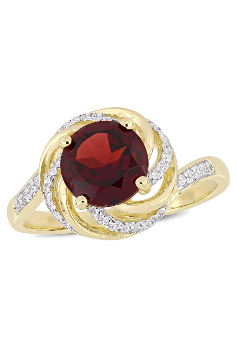 Garnet, White Topaz & Diamond Swirl Ring, Main, color, Garnet