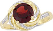 Julianna B. Garnet, White Topaz & Diamond Swirl Ring